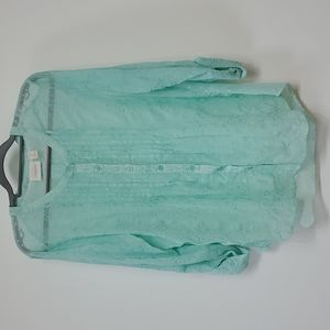Chico's Sheer Blouse Aqua, L